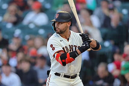 Jul 31, 2023; San Francisco, California, USA; San Francisco Giants right fielder Michael Conforto (8) during the game against the Arizona Diamondbacks at Oracle Park. Mandatory Credit: Sergio Estrada-USA TODAY Sports