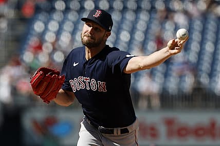 Aug 17, 2023; Washington, District of Columbia, USA; Boston Red Sox starting pitcher Chris Sale (41) pitches against the Washington Nationals during the second inning during the second inning at Nationals Park. Mandatory Credit: Geoff Burke-USA TODAY Sports