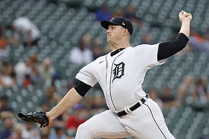 Aug 29, 2023; Detroit, Michigan, USA; Detroit Tigers starting pitcher Tarik Skubal (29) pitches in the first inning against the New York Yankees at Comerica Park. Mandatory Credit: Rick Osentoski-USA TODAY Sports