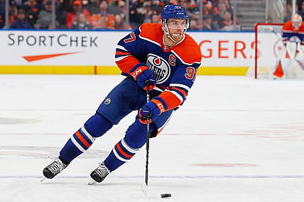 Nov 15, 2023; Edmonton, Alberta, CAN; Edmonton Oilers forward Connor McDavid (97) against the Seattle Kraken at Rogers Place. Mandatory Credit: Perry Nelson-USA TODAY Sports