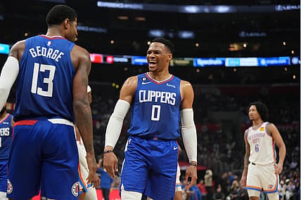 Los Angeles Clippers' Russell Westbrook, Paul George