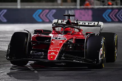 Nov 18, 2023; Las Vegas, Nevada, USA; Scuderia Ferrari driver Charles LeClerc of Monaco (16) during the Las Vegas Grand Prix at Las Vegas Strip Circuit. Mandatory Credit: Gary A. Vasquez-USA TODAY Sports