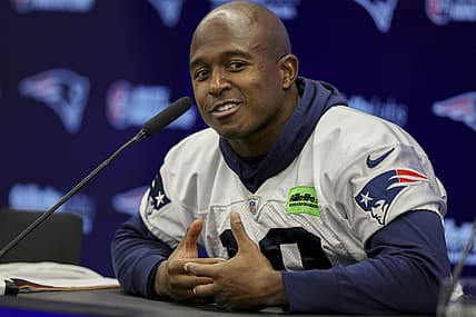 Nov 10, 2023; Frankfurt, Germany;  New England Patriots wide receiver Matthew Slater (18) speaks to the media before an NFL International Series practice at the Deutcher Fussball-Bund facility. Mandatory Credit: Nathan Ray Seebeck-USA TODAY Sports