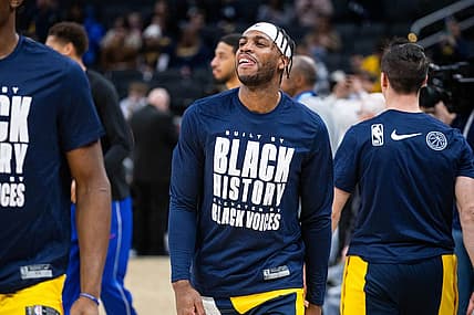 Feb 2, 2024; Indianapolis, Indiana, USA; Indiana Pacers guard Buddy Hield (7) in the first half against the Sacramento Kings at Gainbridge Fieldhouse. Mandatory Credit: Trevor Ruszkowski-USA TODAY Sports