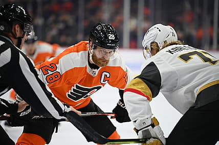 Claude Giroux and William Karlsson Vegas Golden Knights (Photo- Philadelphia Flyers via Twitter)