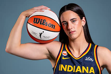 Indiana Fever guard Caitlin Clark (22) poses for a photo Wednesday, April 22, 2026, during media day at Gainbridge Fieldhouse in