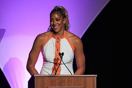 Women’s Basketball Hall of Fame Class of 2026 Inductee Candace Parker smiles at the Women's Basketball Hall of Fame Class of