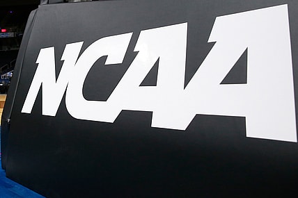 NCAA logo during tournament game
