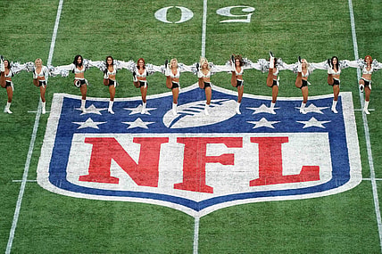 Raiders cheerleaders during NFL game in London.
