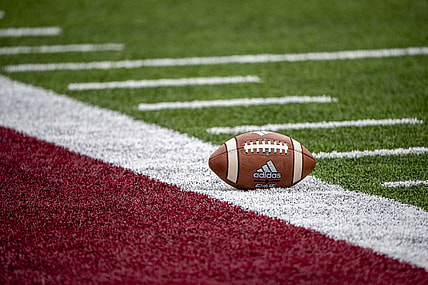 General view of college football on field