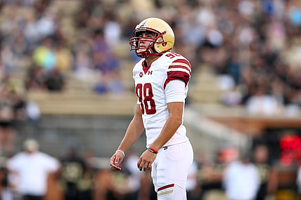 Boston College kicker John Tessitore, the son of ESPN broadcaster Joe Tessitore