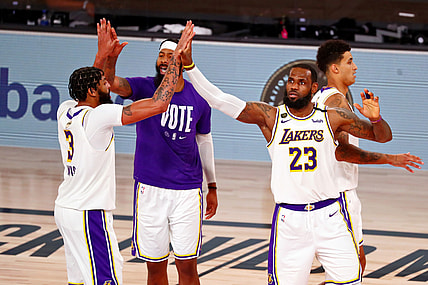 Lakers' LeBron James during 2020 NBA Finals against the Heat