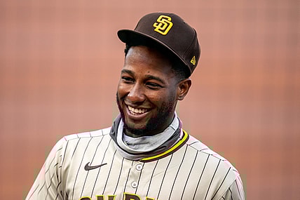 September 26, 2020; San Francisco, California, USA; San Diego Padres right fielder Jurickson Profar (10) before the game against the San Francisco Giants at Oracle Park. Mandatory Credit: Kyle Terada-USA TODAY Sports
