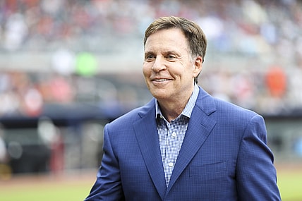 Jun 22, 2018; Atlanta, GA, USA; Sportscaster Bob Costas on the field before a game between the Atlanta Braves and Baltimore Orioles at SunTrust Park. Mandatory Credit: Brett Davis-USA TODAY Sports