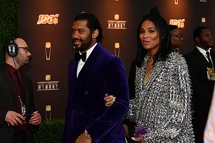 Feb 1, 2020; Miami, Florida, USA; Seattle Seahawks Russell Wilson (left) and Ciara (right) appears on the red carpet prior the NFL Honors awards presentation at Adrienne Arsht Center. Mandatory Credit: Jasen Vinlove-USA TODAY Sports