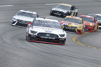 Apr 18, 2021; Richmond, Virginia, USA; NASCAR Cup Series driver Brad Keselowski (2) races during the Toyota Owners 400 at Richmond International Raceway. Mandatory Credit: Amber Searls-USA TODAY Sports