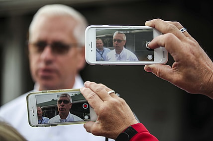 Trainer Todd Pletcher talks to the media about his Kentucky Derby horses, Spinoff and Cutting Humor, Wednesday morning after training. "Both horses give me the indication they'll get the distance as well. From a training perspective, we've seen them do things in the morning that are consistent with the horses that we've brought here that have done very well. We like them both a lot. We'll just see." May 1, 20192019 Derby Week Backside