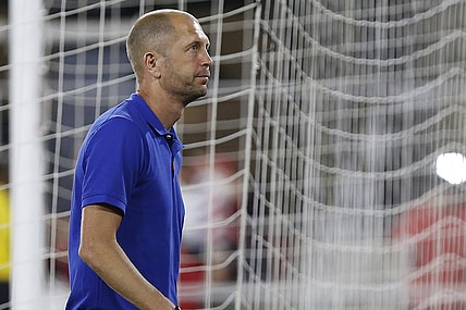 Jun 5, 2019; Washington, DC, USA; the United States head coach Gregg Berhalter walks off the pitch after the United States  match against Jamaica in an international friendly soccer match at Audi Field. Jamaica won 1-0. Mandatory Credit: Geoff Burke-USA TODAY Sports