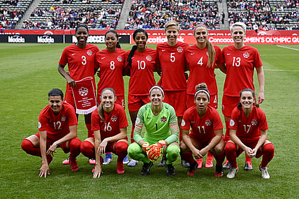 Feb 9, 2020; Los Angeles, Colorado, USA; Canada starting eleven pose for a team photo prior to the game against the United States during the CONCACAF Women's Olympic Qualifying soccer tournament at Dignity Health Sports Park. Mandatory Credit: Kelvin Kuo-USA TODAY Sports