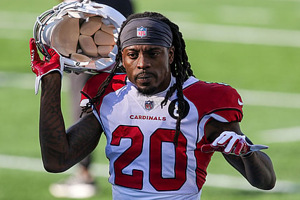 Nov 29, 2020; Foxborough, Massachusetts, USA; Arizona Cardinals cornerback Dre Kirkpatrick (20) against the New England Patriots at Gillette Stadium. Mandatory Credit: Paul Rutherford-USA TODAY Sports