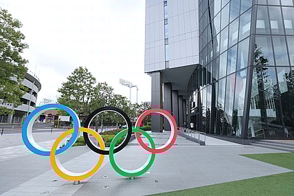 Apr 6, 2021; Tokyo, JAPAN; General view of an Olympic rings in preparation for the Tokyo 2020 Olympic Summer Games set to begin in July 2021. Mandatory Credit: Yukihito Taguchi-USA TODAY Sports