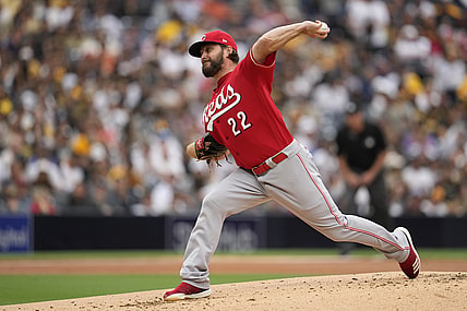 Jun 17, 2021; San Diego, California, USA;  Cincinnati Reds starting pitcher Wade Miley (22) pitches to the San Diego Padres during the first inning at Petco Park. Mandatory Credit: Ray Acevedo-USA TODAY Sports