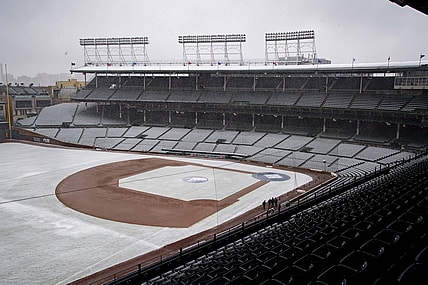 Apr 14, 2019; Chicago, IL, USA; Scenes of a snow/rain cancelled game between the Los Angeles Angels at Chicago Cubs at Wrigley Field. Mandatory Credit: Patrick Gorski-USA TODAY Sports