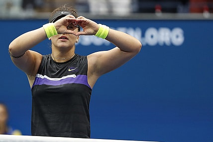 Sep 7, 2019; Flushing, NY, USA; Bianca Andreescu of Canada reacts after her match against Serena Williams of the United States (not pictured) in the women s final on day thirteen of the 2019 US Open tennis tournament at USTA Billie Jean King National Tennis Center. Mandatory Credit: Geoff Burke-USA TODAY Sports