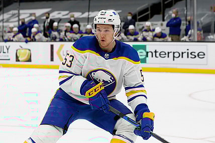 Mar 27, 2021; Boston, Massachusetts, USA; Buffalo Sabres left wing Jeff Skinner (53) during the first period against the Boston Bruins at TD Garden. Mandatory Credit: Winslow Townson-USA TODAY Sports