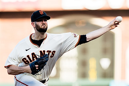 Jul 7, 2021; San Francisco, California, USA;  San Francisco Giants starting pitcher Alex Wood (57) throws against the St. Louis Cardinals in the first inning at Oracle Park. Mandatory Credit: John Hefti-USA TODAY Sports