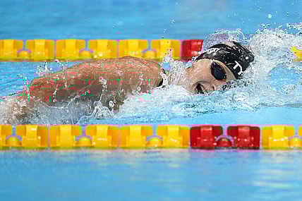 Jul 28, 2021; Tokyo, Japan; Katie Ledecky (USA) competes in the women's 1500m freestyle final during the Tokyo 2020 Olympic Summer Games at Tokyo Aquatics Centre. Mandatory Credit: Grace Hollars-USA TODAY Sports