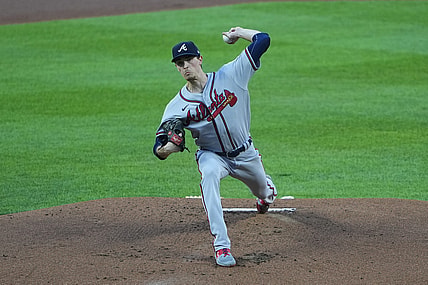 Aug 20, 2021; Baltimore, Maryland, USA; Atlanta Braves pitcher Max Fried (54) delivers a pitch during the first inning against the Baltimore Orioles at Oriole Park at Camden Yards. Mandatory Credit: Gregory Fisher-USA TODAY Sports