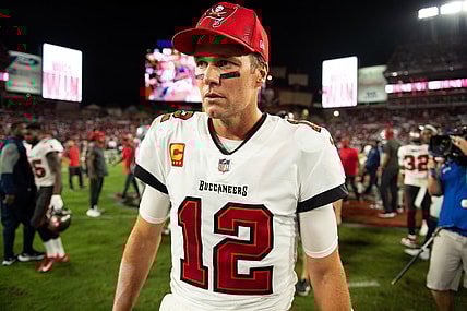 Sep 9, 2021; Tampa, Florida, USA; Tampa Bay Buccaneers quarterback Tom Brady (12) reacts after defeating the Dallas Cowboys at Raymond James Stadium. Mandatory Credit: Jeremy Reper-USA TODAY Sports