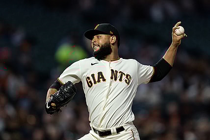 Sep 13, 2021; San Francisco, California, USA; San Francisco Giants relief pitcher Jarlin Garcia (66) throws against the San Diego Padres in the third inning at at Oracle Park. Mandatory Credit: John Hefti-USA TODAY Sports