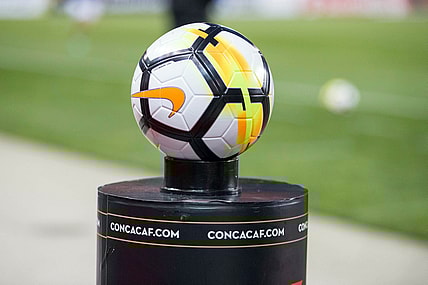 Apr 10, 2018; Harrison, NJ, USA; A general view of the game ball before the match between the New York Red Bulls and Guadalajara at Red Bull Arena. Mandatory Credit: Vincent Carchietta-USA TODAY Sports
