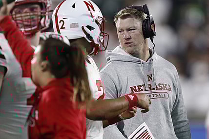 Sep 25, 2021; East Lansing, Michigan, USA; Nebraska Cornhuskers head coach Scott Frost during the fourth quarter against the Michigan State Spartans at Spartan Stadium. Mandatory Credit: Raj Mehta-USA TODAY Sports