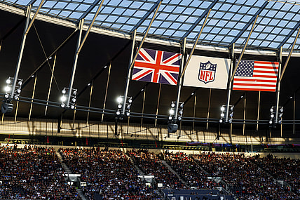 Oct 10, 2021; London, England, United Kingdom; A general view as fans watch a game featuring the Atlanta Falcons and New York Jets at Tottenham Hotspur Stadium. Mandatory Credit: Nathan Ray Seebeck-USA TODAY Sports