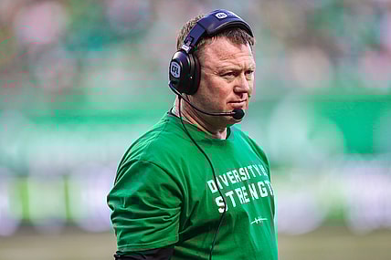Aug 19, 2018; Regina, Saskatchewan, CAN; Saskatchewan Roughriders head coach Chris Jones during the second half against Calgary Stampeders during a Canadian Football League game at Mosaic Stadium. Saskatchewan Roughriders won 40-27. Mandatory Credit: Sergei Belski-USA TODAY Sports