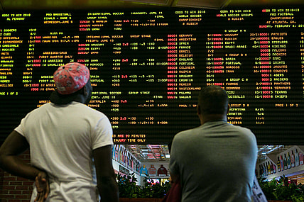June 5, 2018; Stanton, DE, USA; At 1:30 p.m. today Tuesday, June 5, 2018, Delaware launches the country's first full-scale sports betting operation outside of Nevada as people roll into the Casino at Delaware Park in Stanton, Del. to wager their bets. Mandatory Credit: Suchat Pederson/The News Journal via USA TODAY NETWORK