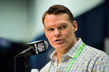 Feb 25, 2020; Indianapolis, Indiana, USA; Indianapolis Colts general manager Chris Ballard speaks to the media during the 2020 NFL Combine in the Indianapolis Convention Center. Mandatory Credit: Trevor Ruszkowski-USA TODAY Sports