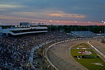 Apr 21, 2018; Richmond, VA, USA; A an over all view of the start/finish line during the Toyota Owners 400 at Richmond International Raceway. Mandatory Credit: Peter Casey-USA TODAY Sports
