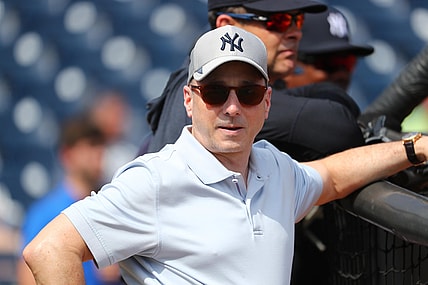 Feb 18, 2020; Tampa, Florida, USA;New York Yankees general manager Brian Cashman during spring training at George M. Steinbrenner Field. Mandatory Credit: Kim Klement-USA TODAY Sports
