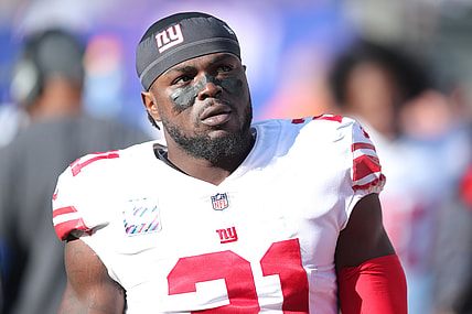 Oct 17, 2021; East Rutherford, New Jersey, USA; New York Giants free safety Jabrill Peppers (21) reacts during the fourth quarter against the Los Angeles Rams at MetLife Stadium. Mandatory Credit: Brad Penner-USA TODAY Sports