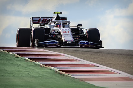 Oct 23, 2021; Austin, TX, USA; Uralkali Haas F1 Team driver Mick Schumacher (47) of Team Germany drives during the qualifying session for the United States Grand Prix at Circuit of the Americas. Mandatory Credit: Jerome Miron-USA TODAY Sports