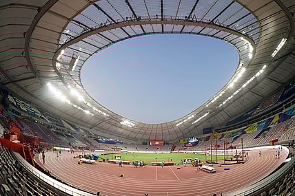 Sep 26, 2019; Doha, Qatar; General overall view of Khalifa International Stadium at the Aspire Zone. The venue is the site of the 2019 IAAF World Athletics Championships and a venue for the 2022 FIFA World Cup. Mandatory Credit: Kirby Lee-USA TODAY Sports
