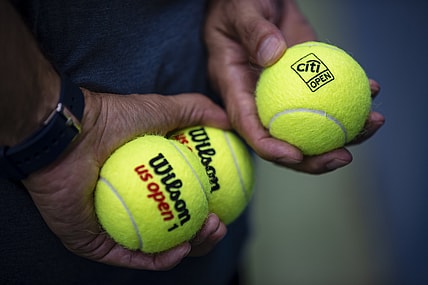 Aug 2, 2021; Washington, DC, USA; A general view of tennis balls used during the Citi Open at Rock Creek Park Tennis Center. Mandatory Credit: Scott Taetsch-USA TODAY Sports