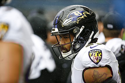 Oct 20, 2019; Seattle, WA, USA; Baltimore Ravens free safety Earl Thomas (29) stands on the sideline during the first quarter against the Seattle Seahawks at CenturyLink Field. Mandatory Credit: Joe Nicholson-USA TODAY Sports