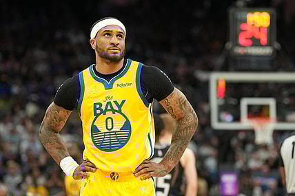 Apr 3, 2022; Sacramento, California, USA; Golden State Warriors guard Gary Payton II (0) during the second quarter against the Sacramento Kings at Golden 1 Center. Mandatory Credit: Darren Yamashita-USA TODAY Sports