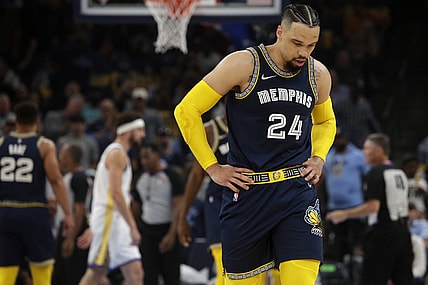 May 3, 2022; Memphis, Tennessee, USA; Memphis Grizzlies guard Dillon Brooks (24) walks off the court after a flagrant two foul was call on him during the first half in game two of the second round for the 2022 NBA playoffs against the Golden State Warriors at FedExForum. Mandatory Credit: Petre Thomas-USA TODAY Sports