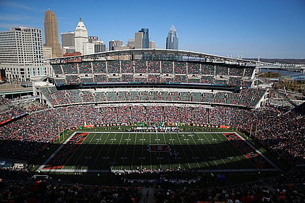 General view looking east of Paul Brown Stadium in the second quarter of a Week 10 NFL game against the Baltimore Ravens, Sunday, Nov. 10, 2019, at Paul Brown Stadium in Cincinnati.

Baltimore Ravens At Cincinnati Bengals Nov 10 Nfl Week 10